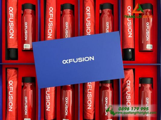 Giftset (Dù Cầm Tay+Bình Giữ Nhiệt) - In Logo Thương Hiệu FUSION