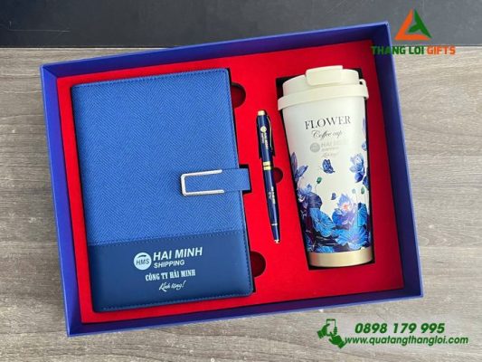 Giftset (Sổ+Ly+Bút) - In Khắc Logo Doanh Nghiệp Hải Minh Shipping