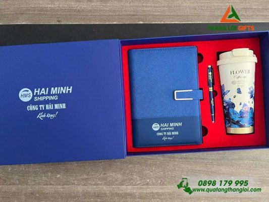 Giftset (Sổ+Ly+Bút) - In Khắc Logo Doanh Nghiệp Hải Minh Shipping