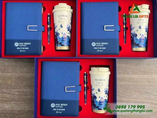 Giftset (Sổ+Ly+Bút) - In Khắc Logo Doanh Nghiệp Hải Minh Shipping