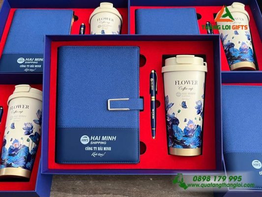 Giftset (Sổ+Ly+Bút) - In Khắc Logo Doanh Nghiệp Hải Minh Shipping