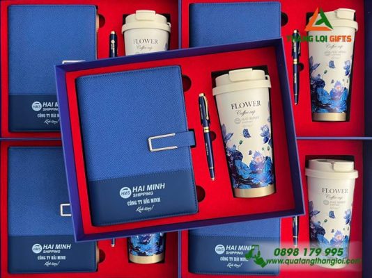 Giftset (Sổ+Ly+Bút) - In Khắc Logo Doanh Nghiệp Hải Minh Shipping