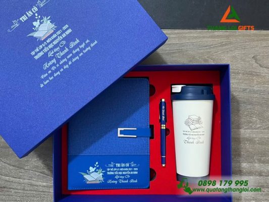 Bộ Qùa Tặng (Sổ+ly+Bút) - In Khắc Nội Dung Trường TH Nguyễn An Ninh