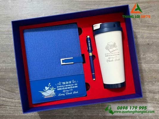 Bộ Qùa Tặng (Sổ+ly+Bút) - In Khắc Nội Dung Trường TH Nguyễn An Ninh