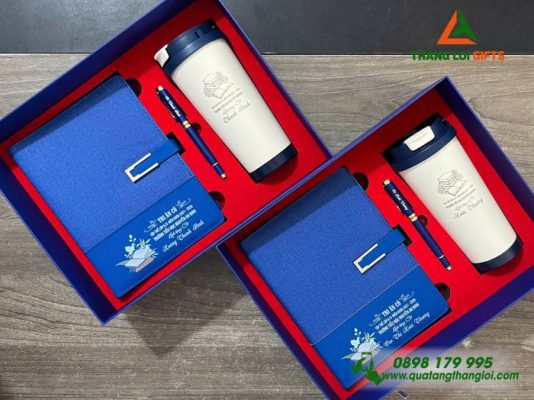 Bộ Qùa Tặng (Sổ+ly+Bút) - In Khắc Nội Dung Trường TH Nguyễn An Ninh
