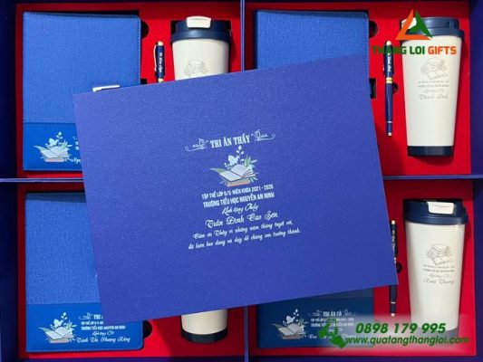 Bộ Qùa Tặng (Sổ+ly+Bút) - In Khắc Nội Dung Trường TH Nguyễn An Ninh