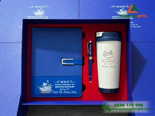 Bộ Qùa Tặng (Sổ+ly+Bút) - In Khắc Nội Dung Trường TH Nguyễn An Ninh