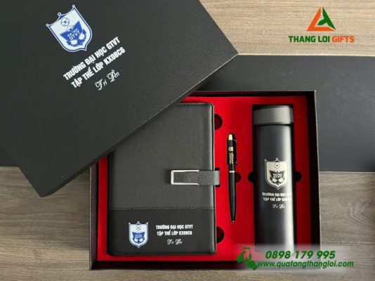 Combo Quà Tặng (Sổ+Bình+Bút) - In Khắc Logo Trường Đại Học GTVT