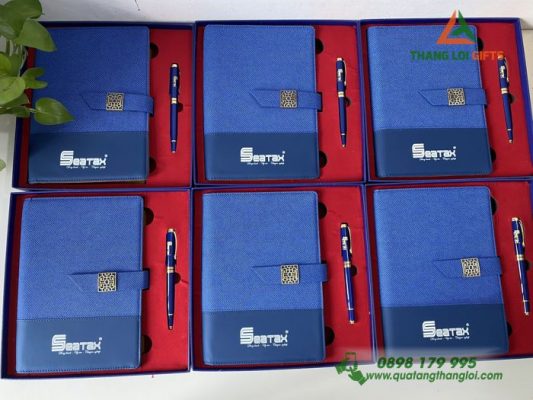 Combo Quà Tặng (Sổ+Bút) In Khắc Logo Doanh Nghiệp SEATAX