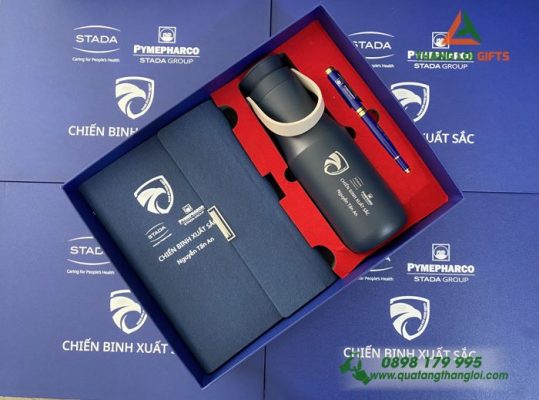 Set Quà Tặng  (Sổ+Bình Lock+Bút) In Khắc Logo Doanh Nghiệp STADA GROUP