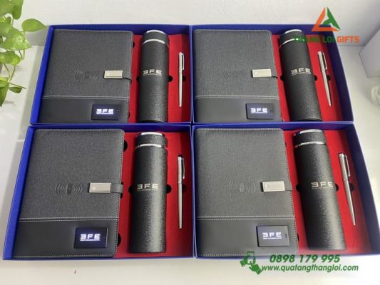 Giftset VIP (Sổ Đa Năng+Bình+Bút) In Khắc Logo EFE Làm Quà Tặng