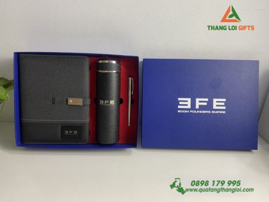 Giftset VIP (Sổ Đa Năng+Bình+Bút) In Khắc Logo EFE Làm Quà Tặng