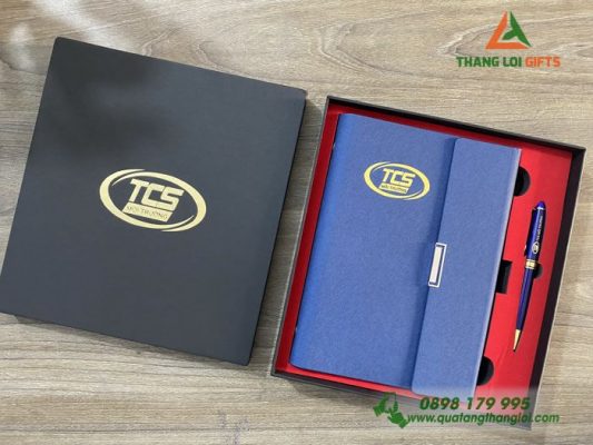 Combo Quà Tặng (Sổ+Bút) In Khắc Logo Doanh Nghiệp TCS
