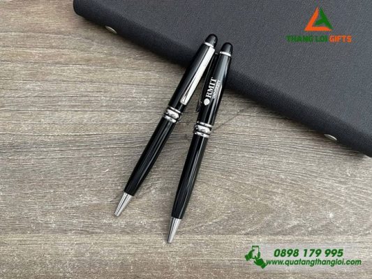 Bút Ký Kim Loại Xoay Màu Đen - Khắc Logo Trường Đại Học RMIT