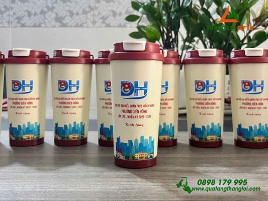 Ly Giữ Nhiệt 530ml In Logo Đại Hội Đại Biểu TNCS HCM Phường Diên Hồng