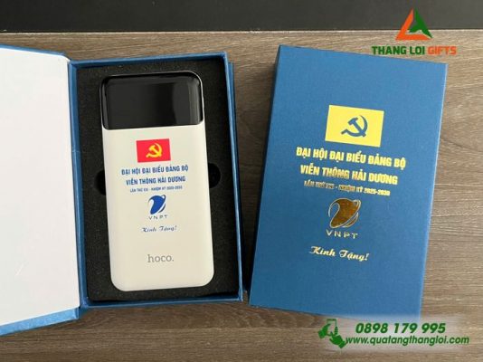 Pin Sạc Dự Phòng Hoco 10.000mAh In Logo Đại Hội Đảng Bộ  Viễn Thông VNPT