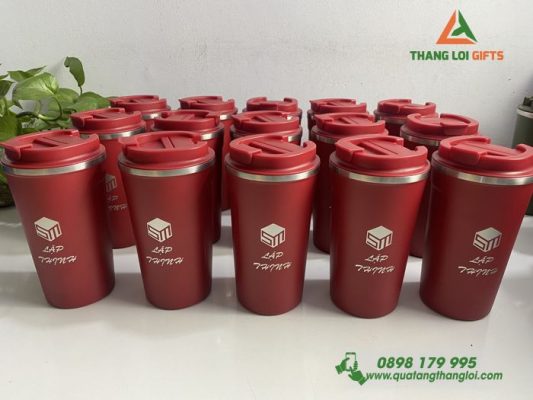 Ly Giữ Nhiệt 510ml Màu Đỏ Khắc Logo Doanh Nghiệp Lập Thịnh