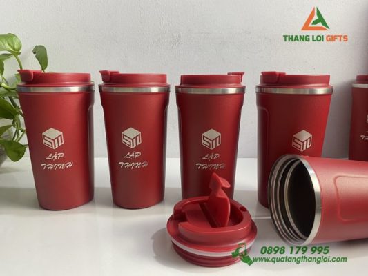 Ly Giữ Nhiệt 510ml Màu Đỏ Khắc Logo Doanh Nghiệp Lập Thịnh
