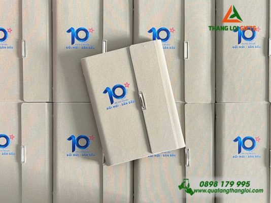 Sổ Da Bìa Còng Gập 3 - In Logo Kỷ Niệm 10 Năm Ngân Hàng MB Bank