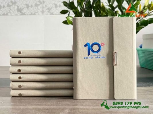 Sổ Da Bìa Còng Gập 3 - In Logo Kỷ Niệm 10 Năm Ngân Hàng MB Bank