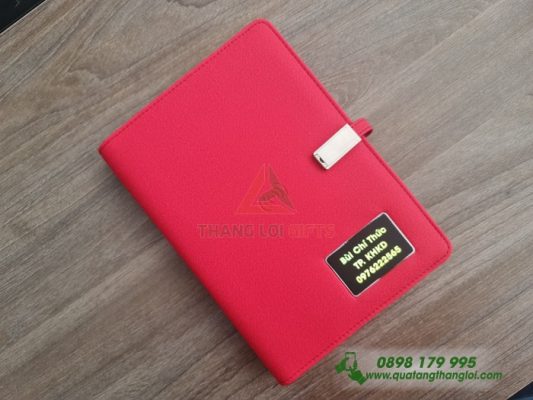 Sổ Sạc Đa Năng 4in1 Màu Đỏ Khắc Tên Riêng Làm Quà Tặng