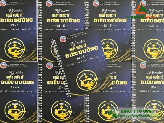 Sổ Tay Lò Xo - In Logo Hình Ảnh Bệnh Viện ĐKKV Long Khánh