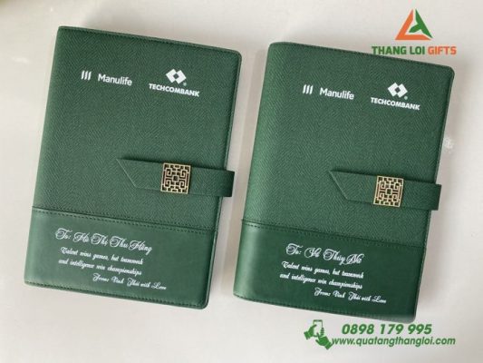 Sổ Da Bìa Còng In Logo Ngân Hàng Techcombank Tri Ân Khách Hàng