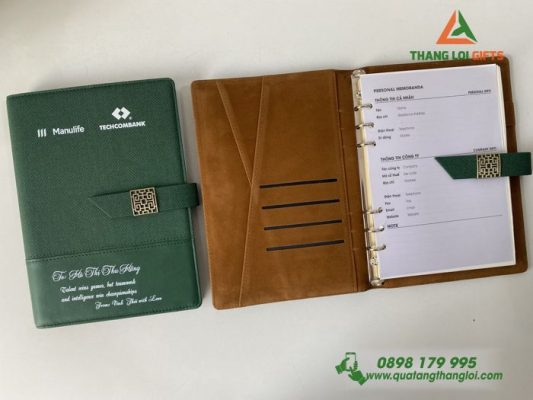 Sổ Da Bìa Còng In Logo Ngân Hàng Techcombank Tri Ân Khách Hàng