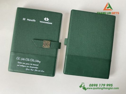 Sổ Da Bìa Còng In Logo Ngân Hàng Techcombank Tri Ân Khách Hàng