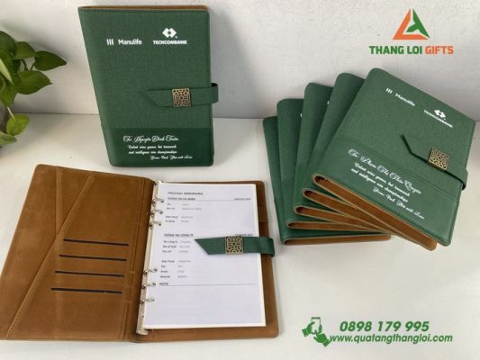 Sổ Da Bìa Còng In Logo Ngân Hàng Techcombank Tri Ân Khách Hàng