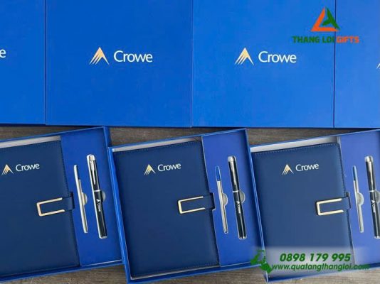 Bộ Quà Tặng Sổ Bút Cao Cấp In Khắc Logo Doanh Nghiệp Crowe