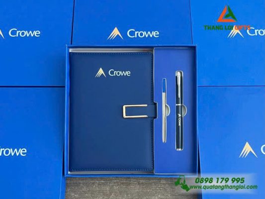Bộ Quà Tặng Sổ Bút Cao Cấp In Khắc Logo Doanh Nghiệp Crowe