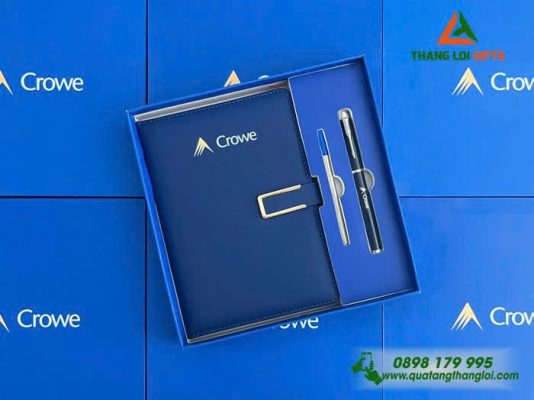 Bộ Quà Tặng Sổ Bút Cao Cấp In Khắc Logo Doanh Nghiệp Crowe