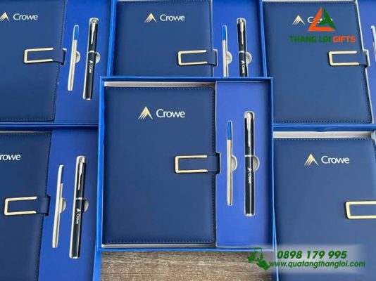Bộ Quà Tặng Sổ Bút Cao Cấp In Khắc Logo Doanh Nghiệp Crowe