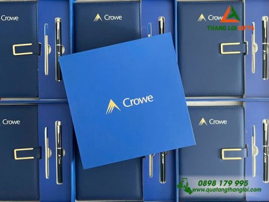 Bộ Quà Tặng Sổ Bút Cao Cấp In Khắc Logo Doanh Nghiệp Crowe