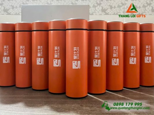Bình Giữ Nhiệt 500ml Màu Cam In Logo Luxshare ICT