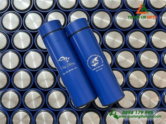 Bình Giữ Nhiệt 500ml Màu Xanh Khắc Logo Theo Yêu Cầu