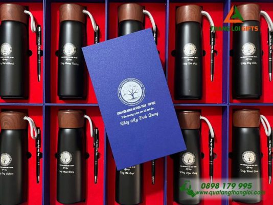 Bộ Quà Tặng (Bình+Bút) In Khắc Logo HCMC Trường Đại Học Sư Phạm TP.HCM