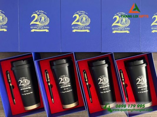 Bộ Quà Tặng (Ly+Bút) In Khắc Logo Trường THPT Trần Hưng Đạo