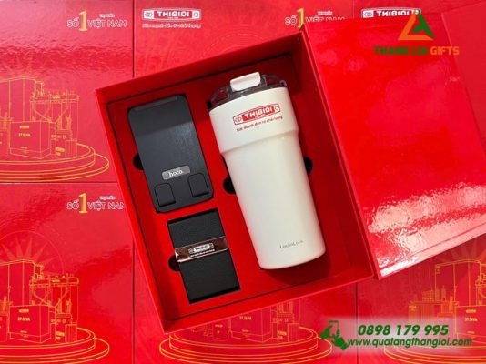 Giftset VIP (Ly Lock+ Namecard + Giá Đỡ) In Khắc Logo Doanh Nghiệp THIBIDI