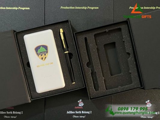 Bộ Quà Tặng (Pin Sạc Xiaomi+Bút Ký Parker) In Khắc Logo Doanh Nghiệp Địa Phúc Vĩnh CNC