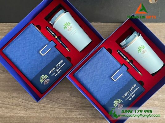 Set Quà Tặng (Sổ+Ly+Bút) In Khắc Logo Sài Gòn Cần Giờ Resort