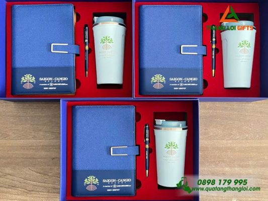 Set Quà Tặng (Sổ+Ly+Bút) In Khắc Logo Sài Gòn Cần Giờ Resort