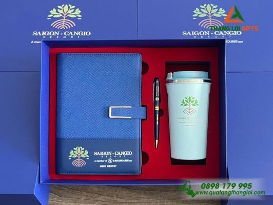 Set Quà Tặng (Sổ+Ly+Bút) In Khắc Logo Sài Gòn Cần Giờ Resort
