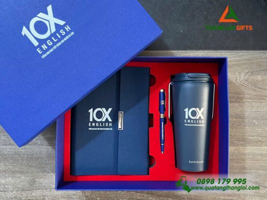 Giftset VIP (Sổ+Ly Lock&Lock+Bút) In Khắc Logo Trung Tâm Tiếng Anh 10X