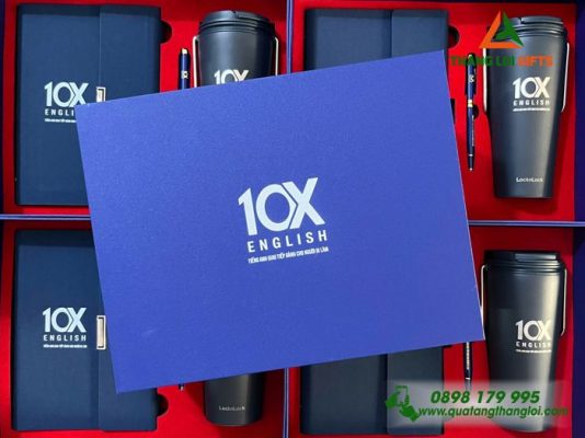 Giftset VIP (Sổ+Ly Lock&Lock+Bút) In Khắc Logo Trung Tâm Tiếng Anh 10X