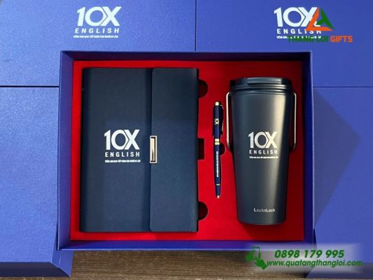 Giftset VIP (Sổ+Ly Lock&Lock+Bút) In Khắc Logo Trung Tâm Tiếng Anh 10X
