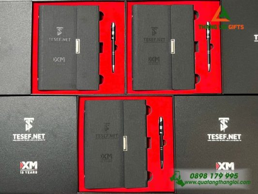 Bộ Quà Tặng Sổ+Bút Dập Chìm Logo Doanh Nghiệp TESEF.NET