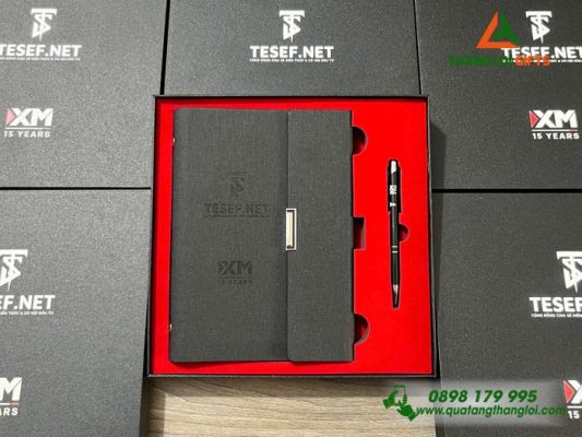 Bộ Quà Tặng Sổ+Bút Dập Chìm Logo Doanh Nghiệp TESEF.NET