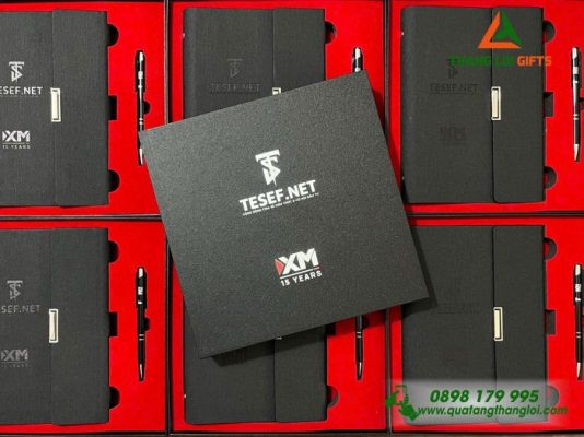 Bộ Quà Tặng Sổ+Bút Dập Chìm Logo Doanh Nghiệp TESEF.NET
